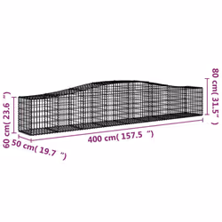 vidaXL Arched Gabion Basket Stone Basket Gabion Retaining Wall Galvanised Iron - 400 x 50 x 60/80 cm/ 20 pcs