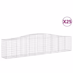 vidaXL Arched Gabion Basket Stone Basket Gabion Retaining Wall Galvanised Iron - 400 x 50 x 80/100 cm/ 25 pcs