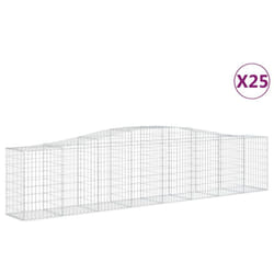vidaXL Arched Gabion Basket Stone Basket Gabion Retaining Wall Galvanised Iron - 400 x 50 x 80/100 cm/ 25 pcs