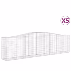 vidaXL Arched Gabion Basket Stone Basket Gabion Retaining Wall Galvanised Iron - 400 x 50 x 100/120 cm/ 5 pcs