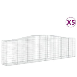 vidaXL Arched Gabion Basket Stone Basket Gabion Retaining Wall Galvanised Iron - 400 x 50 x 100/120 cm/ 5 pcs