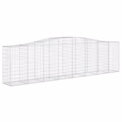 vidaXL Arched Gabion Basket Stone Basket Gabion Retaining Wall Galvanised Iron - 400 x 50 x 100/120 cm/ 5 pcs
