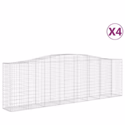 vidaXL Arched Gabion Basket Stone Basket Gabion Retaining Wall Galvanised Iron - 400 x 50 x 120/140 cm/ 4 pcs