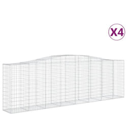 vidaXL Arched Gabion Basket Stone Basket Gabion Retaining Wall Galvanised Iron - 400 x 50 x 120/140 cm/ 4 pcs