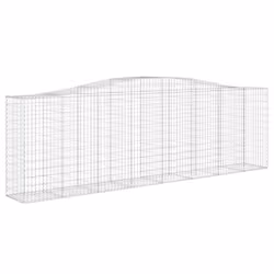 vidaXL Arched Gabion Basket Stone Basket Gabion Retaining Wall Galvanised Iron - 400 x 50 x 120/140 cm/ 4 pcs