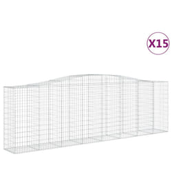 vidaXL Arched Gabion Basket Stone Basket Gabion Retaining Wall Galvanised Iron - 400 x 50 x 120/140 cm/ 15 pcs