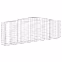 vidaXL Arched Gabion Basket Stone Basket Gabion Retaining Wall Galvanised Iron - 400 x 50 x 120/140 cm/ 15 pcs