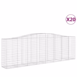 vidaXL Arched Gabion Basket Stone Basket Gabion Retaining Wall Galvanised Iron - 400 x 50 x 120/140 cm/ 20 pcs