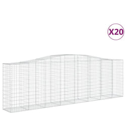 vidaXL Arched Gabion Basket Stone Basket Gabion Retaining Wall Galvanised Iron - 400 x 50 x 120/140 cm/ 20 pcs