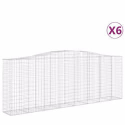 vidaXL Arched Gabion Basket Stone Basket Gabion Retaining Wall Galvanised Iron - 400 x 50 x 140/160 cm/ 6 pcs