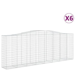 vidaXL Arched Gabion Basket Stone Basket Gabion Retaining Wall Galvanised Iron - 400 x 50 x 140/160 cm/ 6 pcs