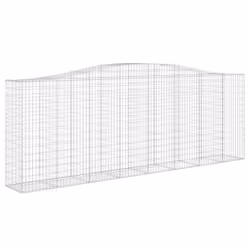vidaXL Arched Gabion Basket Stone Basket Gabion Retaining Wall Galvanised Iron - 400 x 50 x 140/160 cm/ 6 pcs
