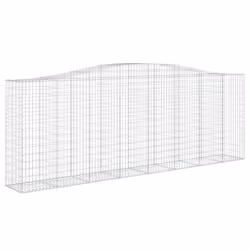 vidaXL Arched Gabion Basket Stone Basket Gabion Retaining Wall Galvanised Iron - 400 x 50 x 140/160 cm/ 7 pcs - Additional view 2