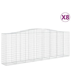 vidaXL Arched Gabion Basket Stone Basket Gabion Retaining Wall Galvanised Iron - 400 x 50 x 140/160 cm/ 8 pcs