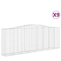 vidaXL Arched Gabion Basket Stone Basket Gabion Retaining Wall Galvanised Iron - 400 x 50 x 140/160 cm/ 9 pcs