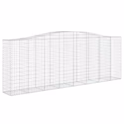 vidaXL Arched Gabion Basket Stone Basket Gabion Retaining Wall Galvanised Iron - 400 x 50 x 140/160 cm/ 9 pcs