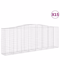 vidaXL Arched Gabion Basket Stone Basket Gabion Retaining Wall Galvanised Iron - 400 x 50 x 140/160 cm/ 15 pcs