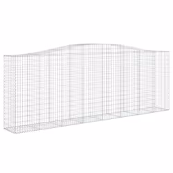 vidaXL Arched Gabion Basket Stone Basket Gabion Retaining Wall Galvanised Iron - 400 x 50 x 140/160 cm/ 15 pcs