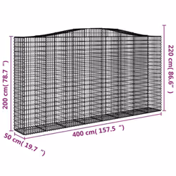 vidaXL Arched Gabion Basket Stone Basket Gabion Retaining Wall Galvanised Iron - 400 x 50 x 200/220 cm/ 4 pcs - Additional view 5