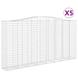 vidaXL Arched Gabion Basket Stone Basket Gabion Retaining Wall Galvanised Iron - 400 x 50 x 200/220 cm/ 5 pcs