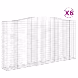 vidaXL Arched Gabion Basket Stone Basket Gabion Retaining Wall Galvanised Iron - 400 x 50 x 200/220 cm/ 6 pcs