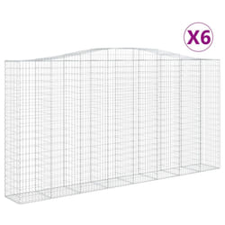 vidaXL Arched Gabion Basket Stone Basket Gabion Retaining Wall Galvanised Iron - 400 x 50 x 200/220 cm/ 6 pcs