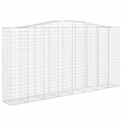 vidaXL Arched Gabion Basket Stone Basket Gabion Retaining Wall Galvanised Iron - 400 x 50 x 200/220 cm/ 6 pcs