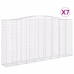 vidaXL Arched Gabion Basket Stone Basket Gabion Retaining Wall Galvanised Iron - 400 x 50 x 200/220 cm/ 7 pcs