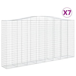 vidaXL Arched Gabion Basket Stone Basket Gabion Retaining Wall Galvanised Iron - 400 x 50 x 200/220 cm/ 7 pcs