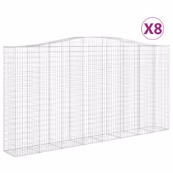 vidaXL Arched Gabion Basket Stone Basket Gabion Retaining Wall Galvanised Iron - 400 x 50 x 200/220 cm/ 8 pcs