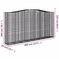 vidaXL Arched Gabion Basket Stone Basket Gabion Retaining Wall Galvanised Iron - 400 x 50 x 200/220 cm/ 10 pcs - Additional view 3