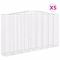 vidaXL Arched Gabion Basket Stone Basket Gabion Retaining Wall Galvanised Iron - 400 x 50 x 220/240 cm/ 5 pcs