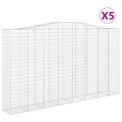 vidaXL Arched Gabion Basket Stone Basket Gabion Retaining Wall Galvanised Iron - 400 x 50 x 220/240 cm/ 5 pcs