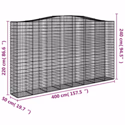 vidaXL Arched Gabion Basket Stone Basket Gabion Retaining Wall Galvanised Iron - 400 x 50 x 220/240 cm/ 6 pcs - Additional view 3