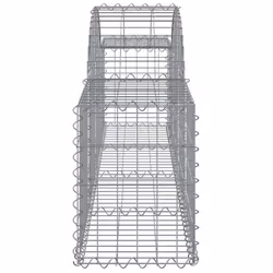 vidaXL Arched Gabion Basket Stone Basket Gabion Retaining Wall Galvanised Iron - 200 x 30 x 40/60 cm/ 8 pcs - Additional view 4