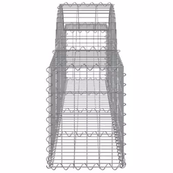 vidaXL Arched Gabion Basket Stone Basket Gabion Retaining Wall Galvanised Iron - 200 x 30 x 40/60 cm/ 14 pcs - Additional view 4