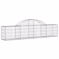 vidaXL Arched Gabion Basket Stone Basket Gabion Retaining Wall Galvanised Iron - 200 x 30 x 40/60 cm/ 15 pcs - Additional view 2