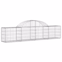 vidaXL Arched Gabion Basket Stone Basket Gabion Retaining Wall Galvanised Iron - 200 x 30 x 40/60 cm/ 18 pcs - Additional view 2