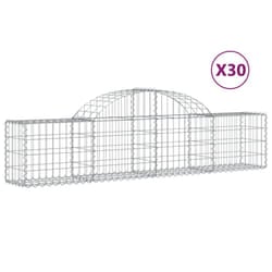 vidaXL Arched Gabion Basket Stone Basket Gabion Retaining Wall Galvanised Iron - 200 x 30 x 40/60 cm/ 30 pcs