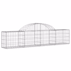 vidaXL Arched Gabion Basket Stone Basket Gabion Retaining Wall Galvanised Iron - 200 x 30 x 40/60 cm/ 40 pcs