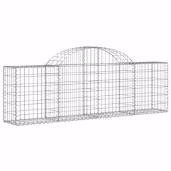 vidaXL Arched Gabion Basket Stone Basket Gabion Retaining Wall Galvanised Iron - 200 x 30 x 60/80 cm/ 12 pcs - Additional view 2