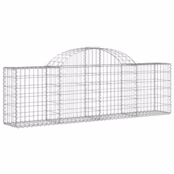 vidaXL Arched Gabion Basket Stone Basket Gabion Retaining Wall Galvanised Iron - 200 x 30 x 60/80 cm/ 13 pcs - Additional view 2
