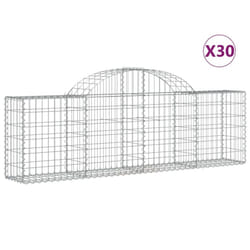 vidaXL Arched Gabion Basket Stone Basket Gabion Retaining Wall Galvanised Iron - 200 x 30 x 60/80 cm/ 30 pcs