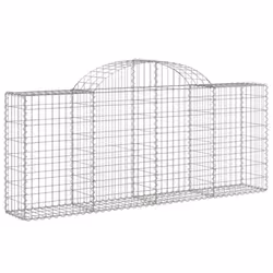 vidaXL Arched Gabion Basket Stone Basket Gabion Retaining Wall Galvanised Iron - 200 x 30 x 80/100 cm/ 7 pcs - Additional view 2