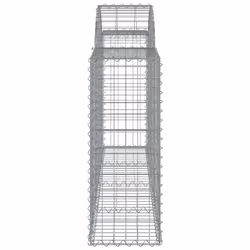 vidaXL Arched Gabion Basket Stone Basket Gabion Retaining Wall Galvanised Iron - 200 x 30 x 80/100 cm/ 40 pcs - Additional view 4