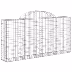 vidaXL Arched Gabion Basket Stone Basket Gabion Retaining Wall Galvanised Iron - 200 x 30 x 100/120 cm/ 5 pcs