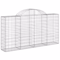vidaXL Arched Gabion Basket Stone Basket Gabion Retaining Wall Galvanised Iron - 200 x 30 x 100/120 cm/ 18 pcs - Additional view 2