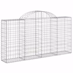 vidaXL Arched Gabion Basket Stone Basket Gabion Retaining Wall Galvanised Iron - 200 x 30 x 100/120 cm/ 25 pcs