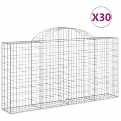 vidaXL Arched Gabion Basket Stone Basket Gabion Retaining Wall Galvanised Iron - 200 x 30 x 100/120 cm/ 30 pcs