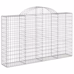 vidaXL Arched Gabion Basket Stone Basket Gabion Retaining Wall Galvanised Iron - 200 x 30 x 120/140 cm/ 8 pcs - Additional view 2